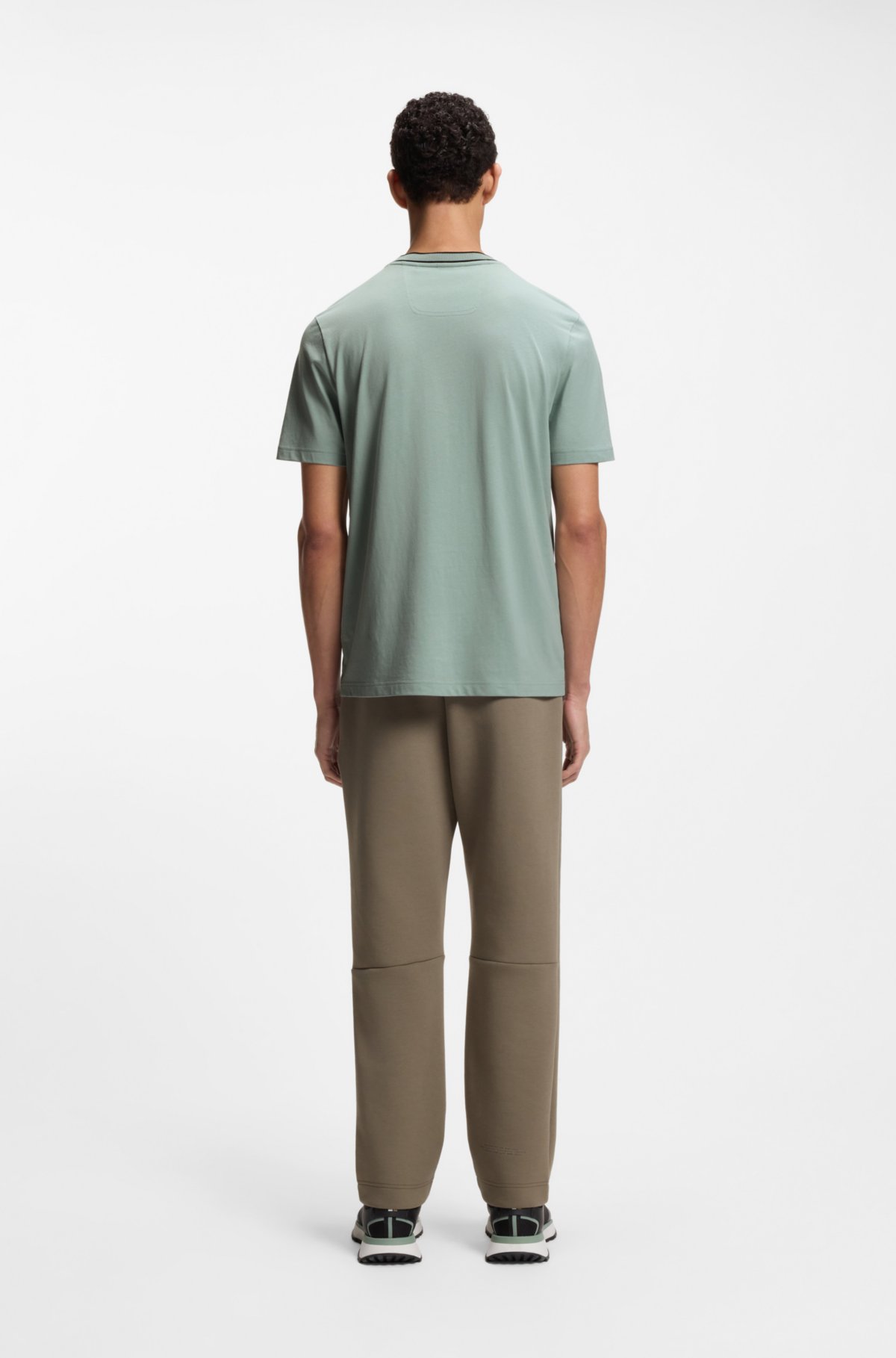 Camiseta de algodón con logo de cuello redondo