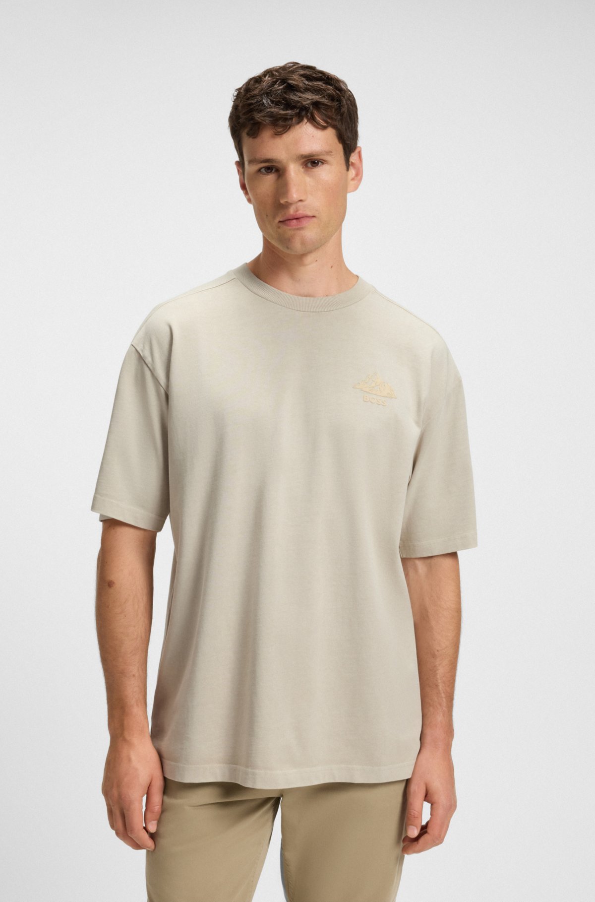Camiseta de punto de algodón con detalle de logo