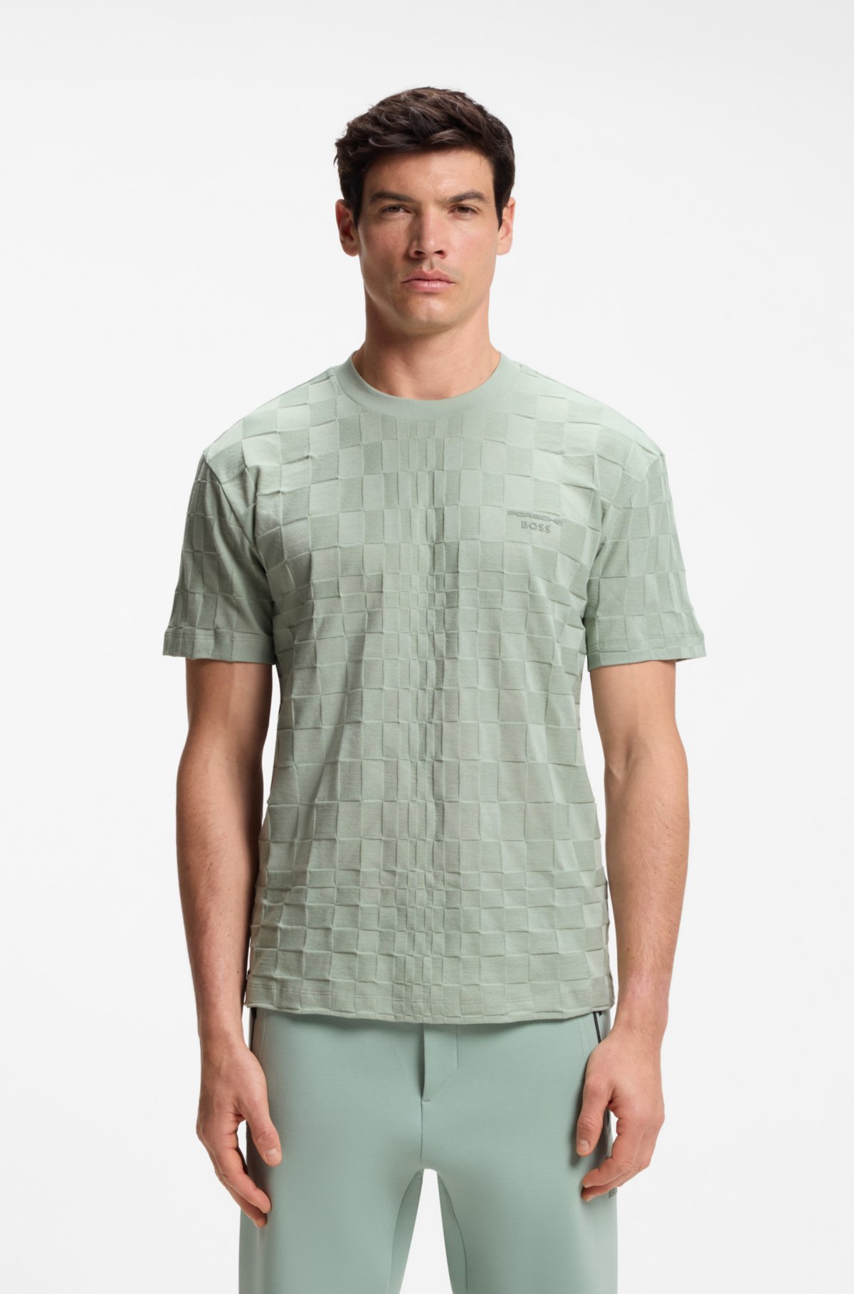 Camiseta para hombre de algodón jacquard con corte relajado de Porsche x BOSS