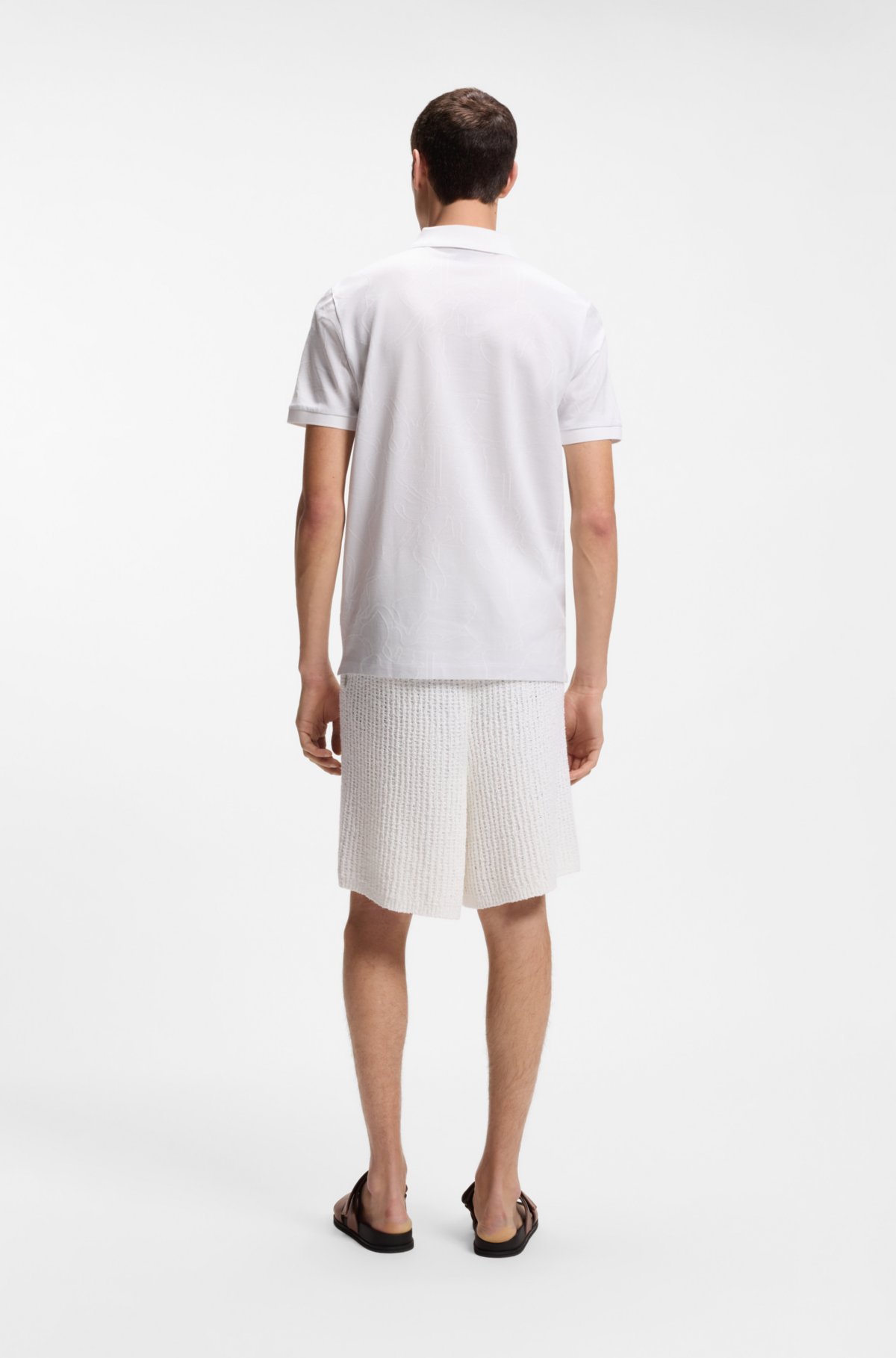 Camiseta polo con estampado jacquard en algodón