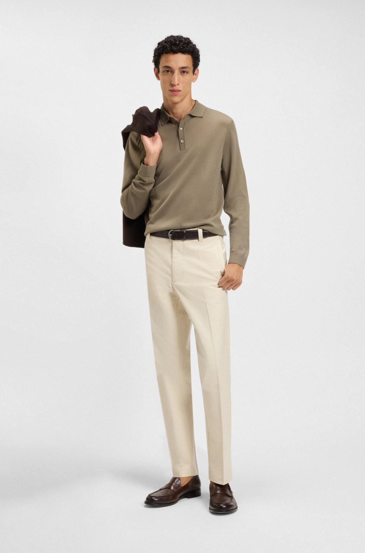 Pantalones rectos de mezcla de algodón en tejido twill