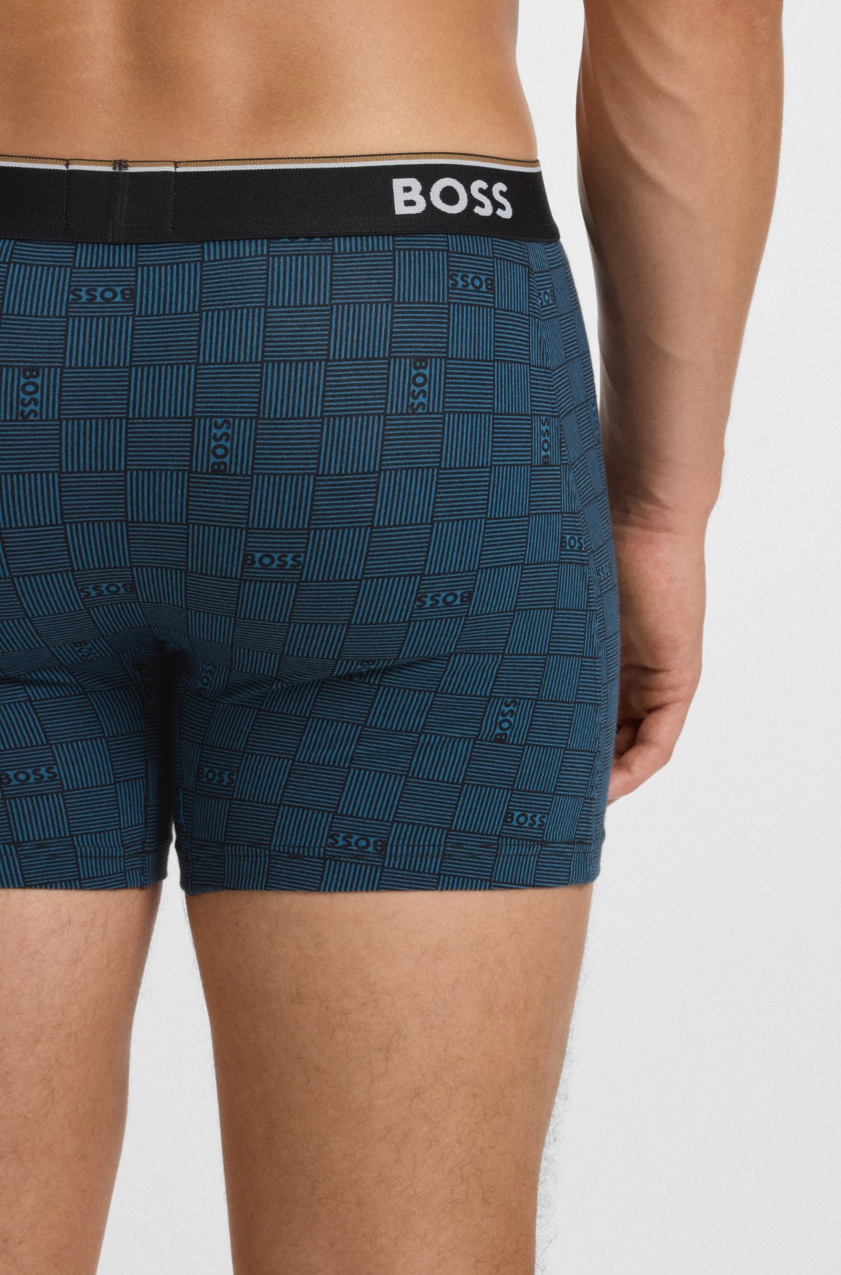 Juego de tres con boxer briefs de cintura con logotipo en algodón elástico