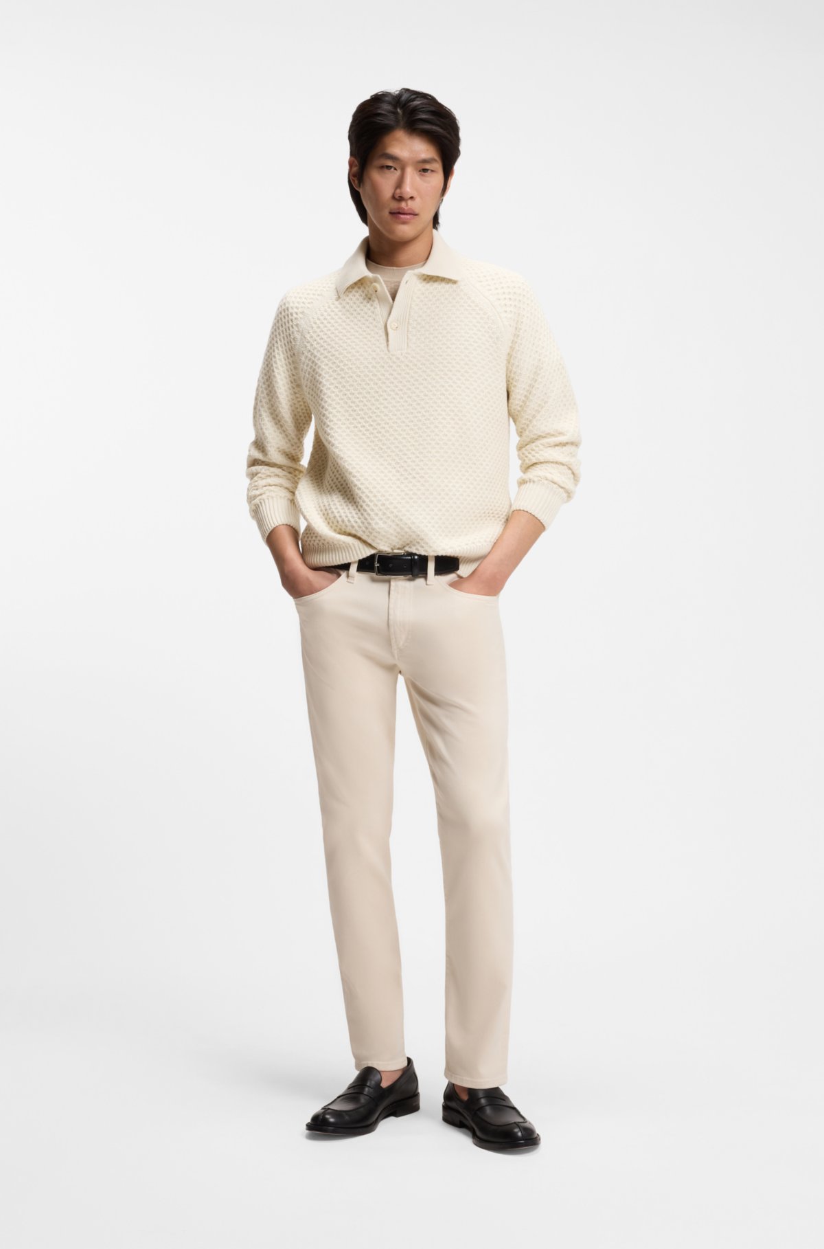 Sweater de cuello polo en cachemira