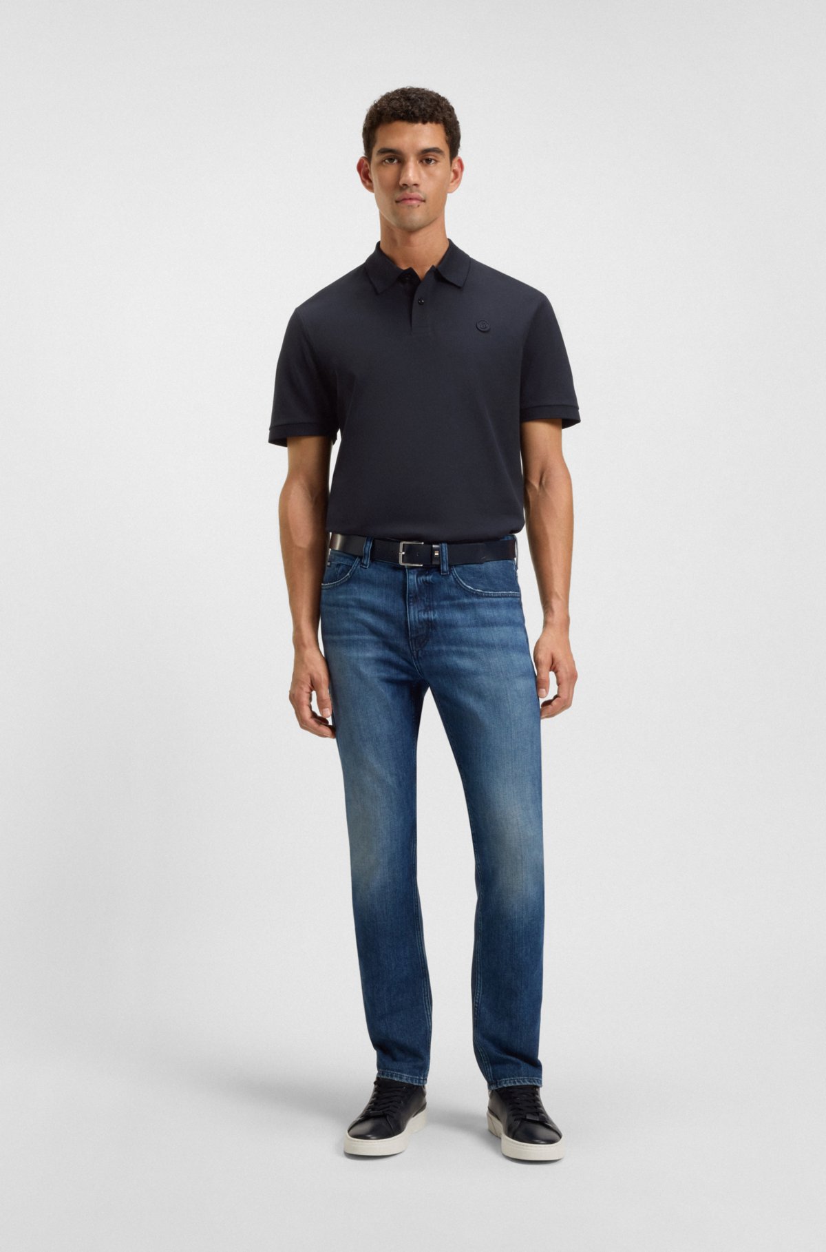 Camiseta de piqué de algodón mercerizado con monograma Double B