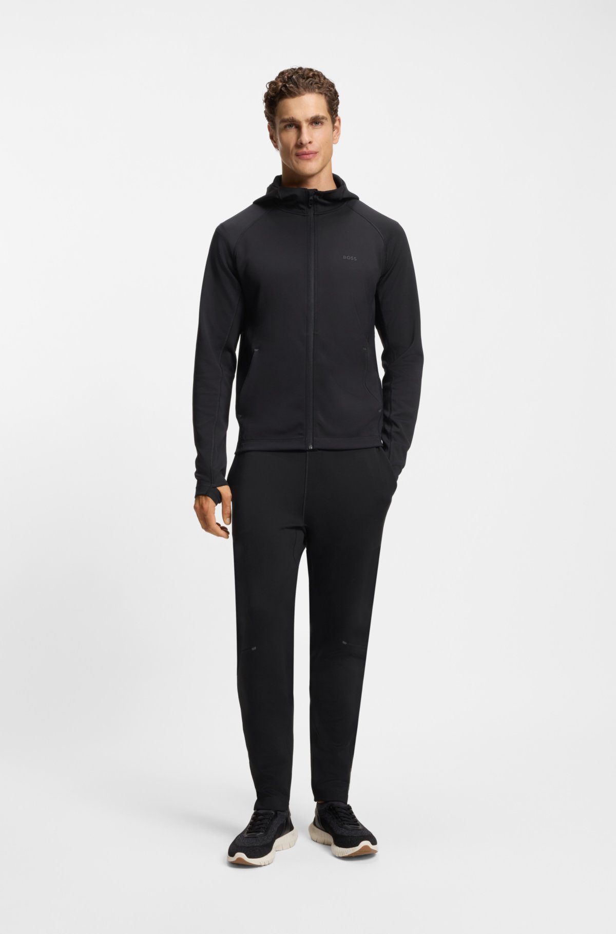 Sudadera con branding reflectante y cierre frontal