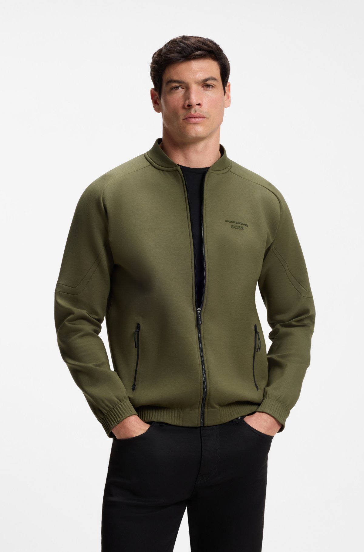 Sudadera con cremallera Porsche x BOSS con arte estampado